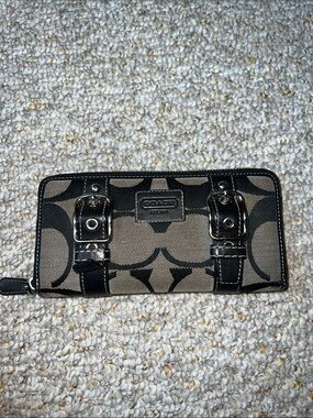 Coach Signature Canvas Wallet in Khaki and Black